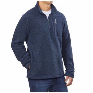 Hi-Tec Men's ¼ Quarter Zip Pullover Sweater, Navy Blue size Large Sherpa Fleece
